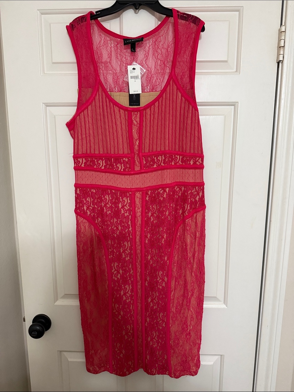 Lane Bryant Hot Pink Lace Body Con Dress